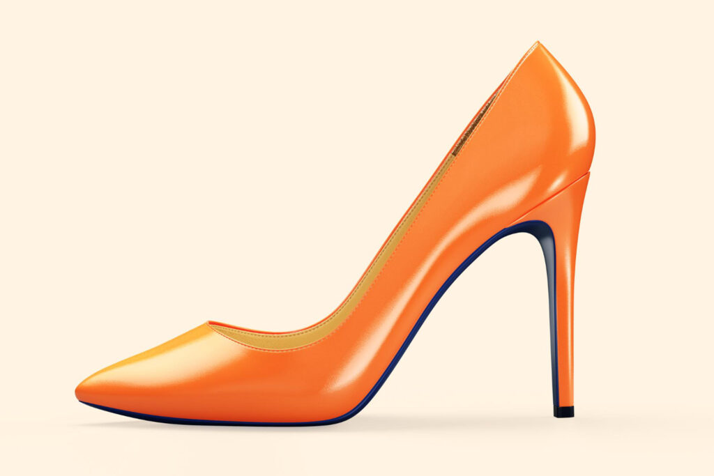 orange-women-s-shoes-beige-background-3d-rendering-illustration edit