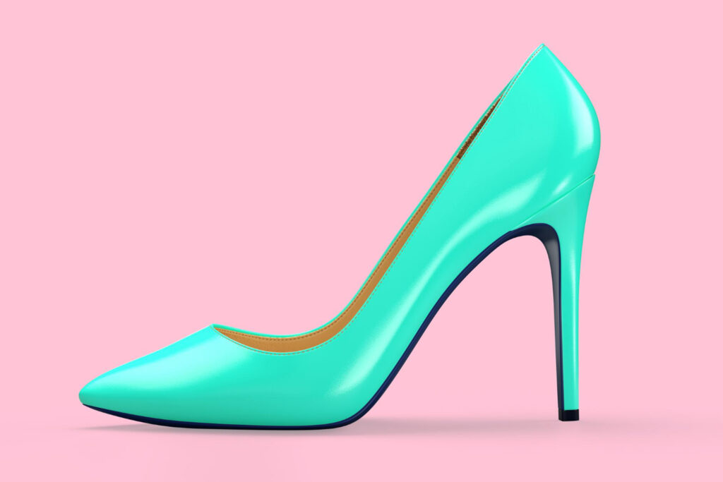 turquoise-women-s-shoes-pink-background-3d-rendering-illustration edit